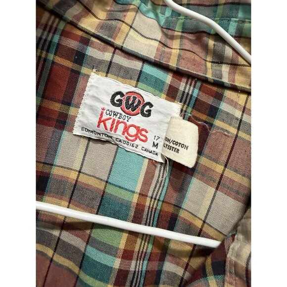 Vintage GWG Cowboy Kings Plaid Button Up Shirt Pearl Snaps Medium EUC - Picture 4 of 5